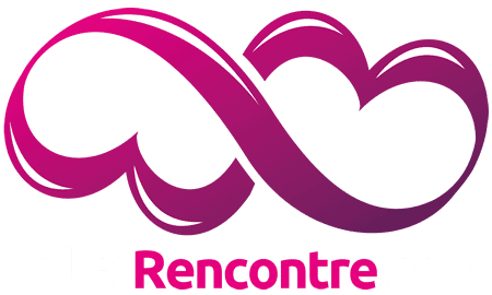 Un symbole d'infini rose stylisé ressemblant à deux cœurs, avec le mot « Rencontre » en lettres roses en gras en dessous.